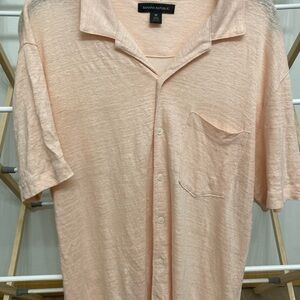 Banana Republic Men's Linen Peach Polo Shirt